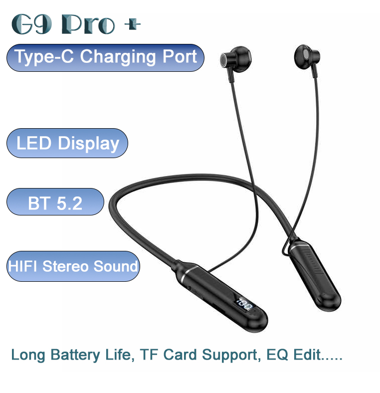 G9 Pro+ Stereo Type-C Charging Long Standby Wireless Headphone Neckband