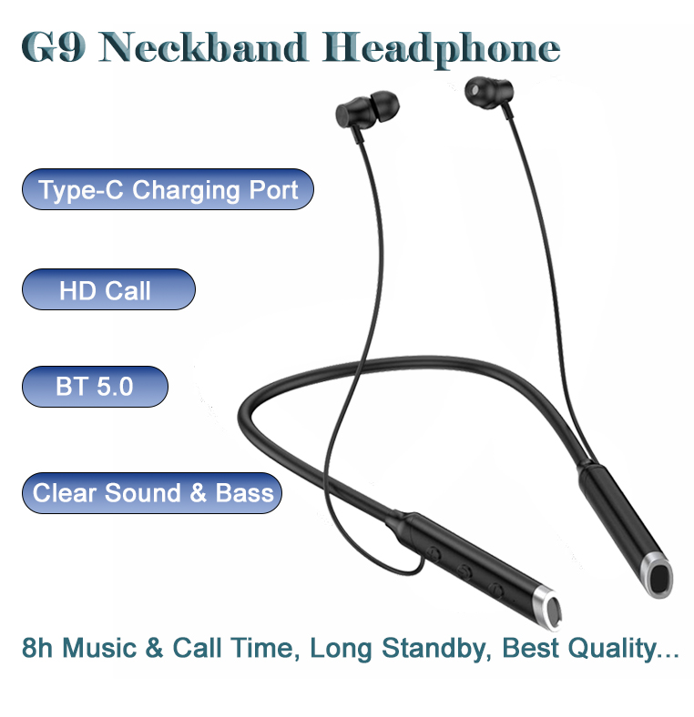 G9 Type-C Charging Sports Headset Long Standby Wireless Neckband Headphone
